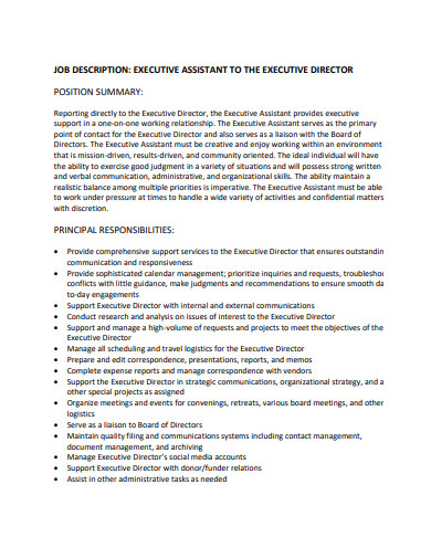 Executive Director Job Description 12 Examples How To Write PDF