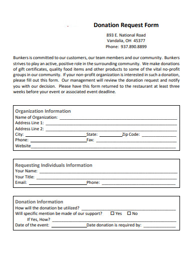 Donation Request Form - 10+ Examples, Format, Pdf | Examples