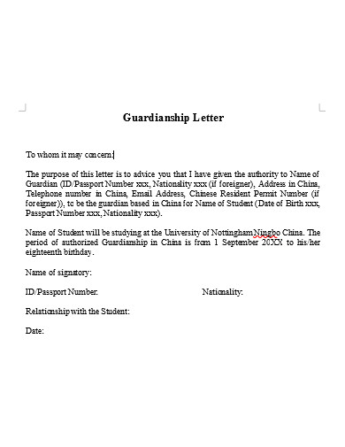 Basic Guardianship Letter