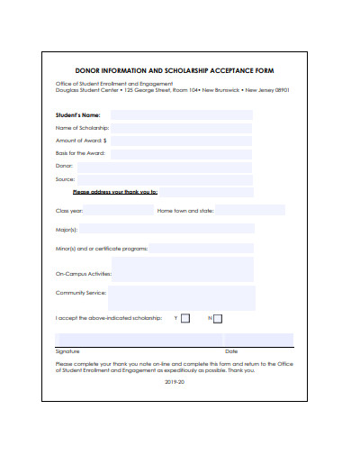 basic scholarship acceptance form