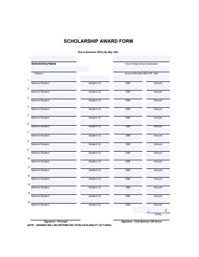 basic scholarship award form