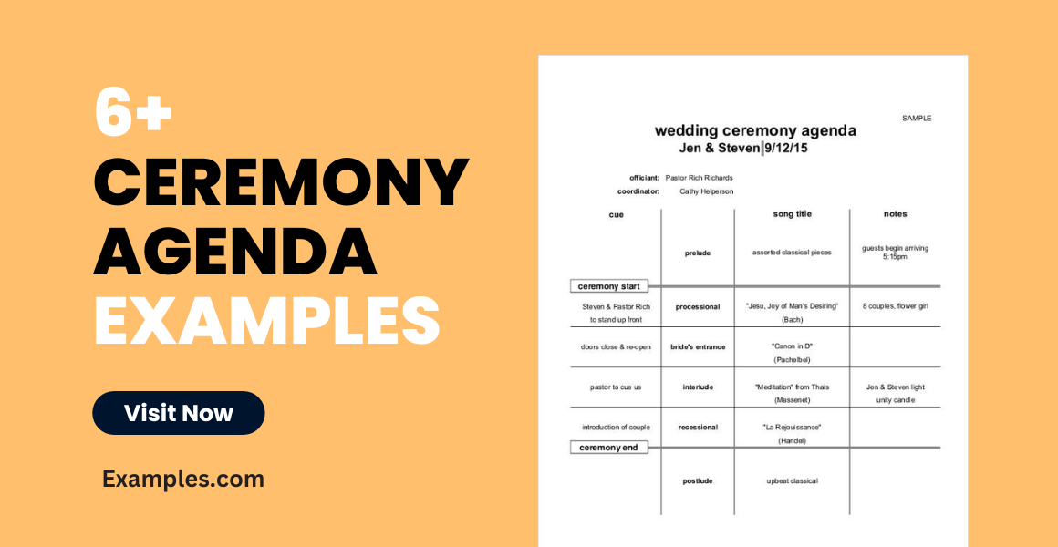 ceremony agenda examples