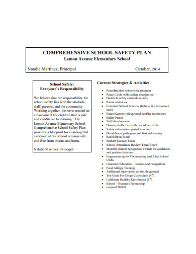 comprehensive school safety plan format