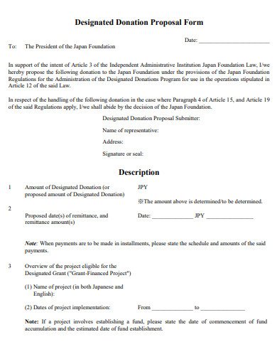 designated donation proposal form