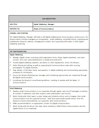 digital marketing manager job description in doc