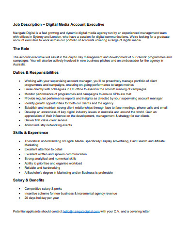 digital media account executive job description