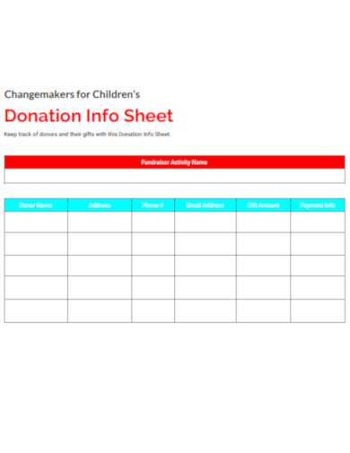 donation info sheet