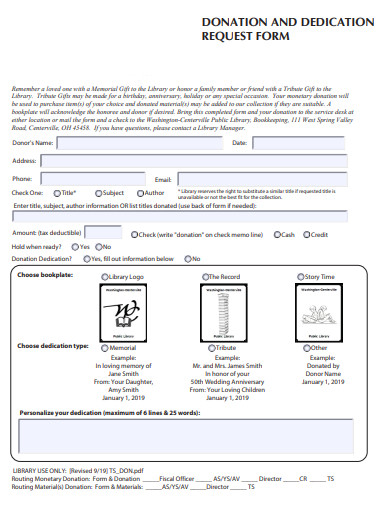 donation and dedication request form