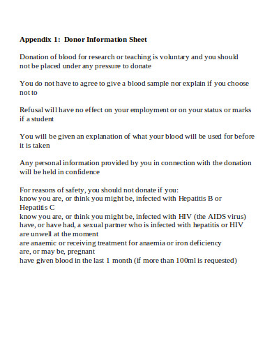 donor information sheet