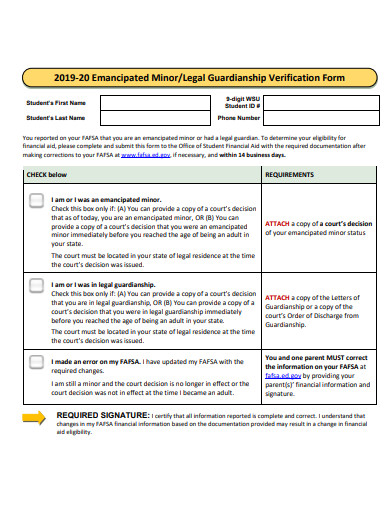 emancipated minor legal guardianship verification form