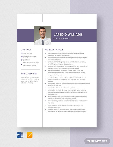 executive admin resume template