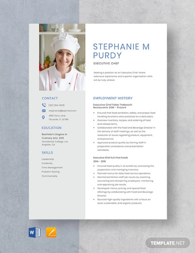 executive chef resume template