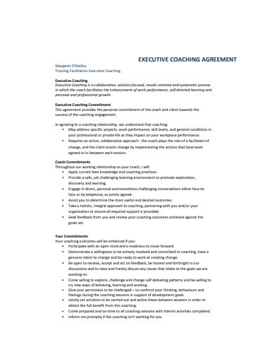 executive coaching agreement
