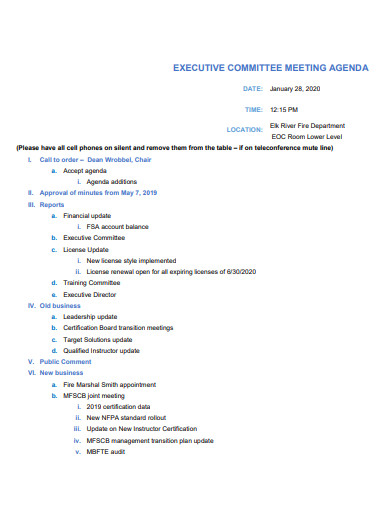 12 Executive Meeting Agenda Examples In Pdf Ms Word Examples