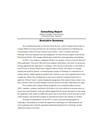 executive summary consulting report