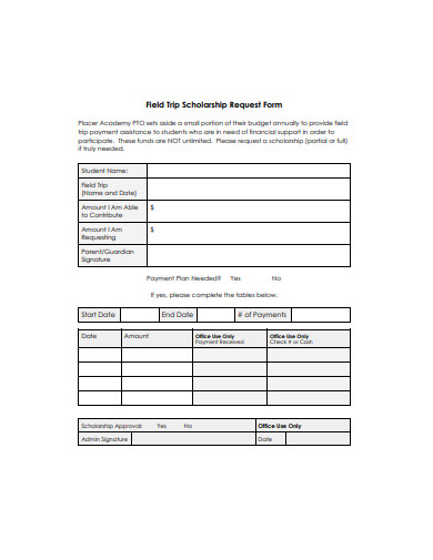 field trip scholarship request form