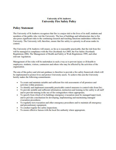fire safety policy format