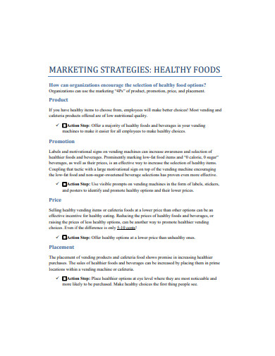 Food Business Marketing Strategy Example