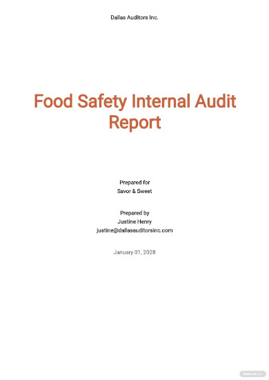 Food Safety Internal Audit Report Template