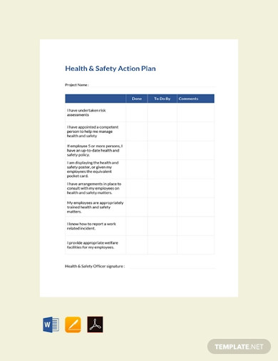 free health and safety action plan template