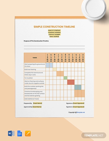 Free Simple Construction Timeline Template