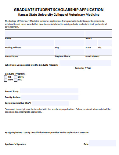 graduate student scholarship application