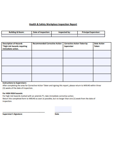 health safety workplace inspection report