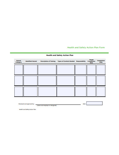 health and safety action plan form