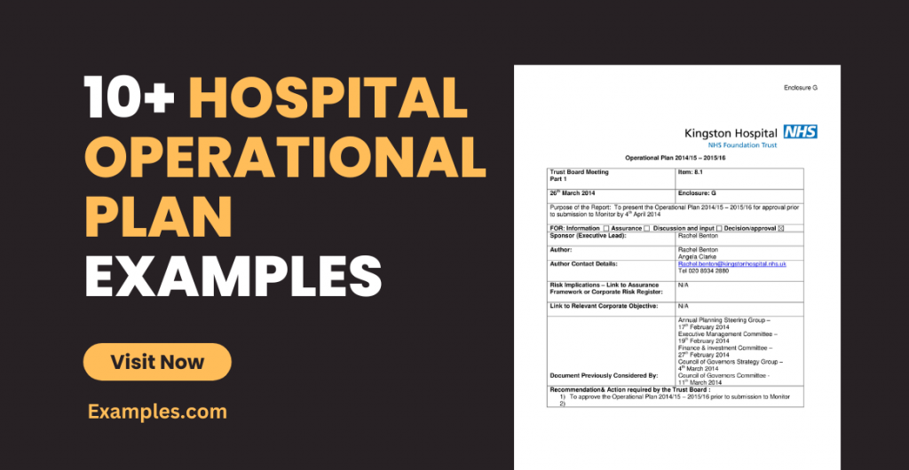 Hospital Operational Plan Examples