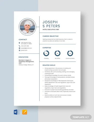 Hotel Executive Chef Resume Template