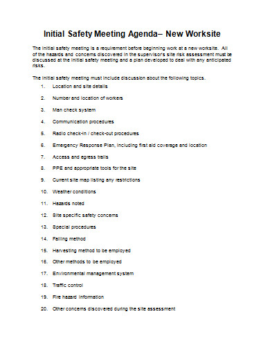 Safety Meeting Agenda 12 Examples Format Pdf