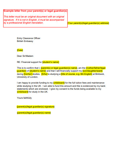 legal guardianship letter example