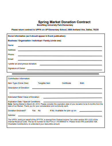 market donation contract
