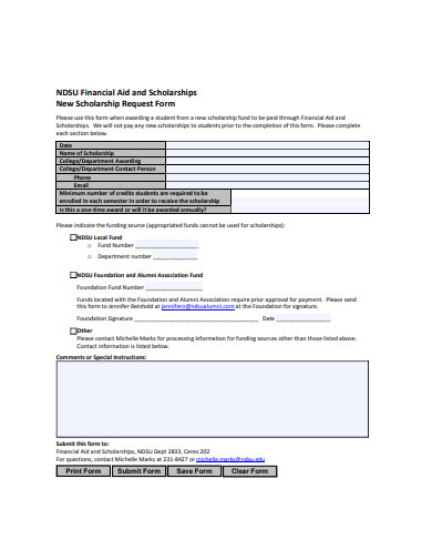 new scholarship request form