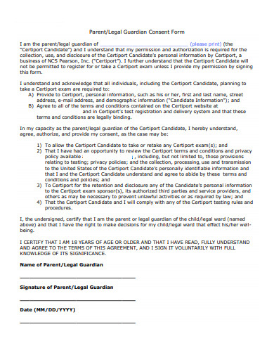 parent legal guardian consent form example