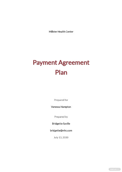 Payment Agreement Plan Template