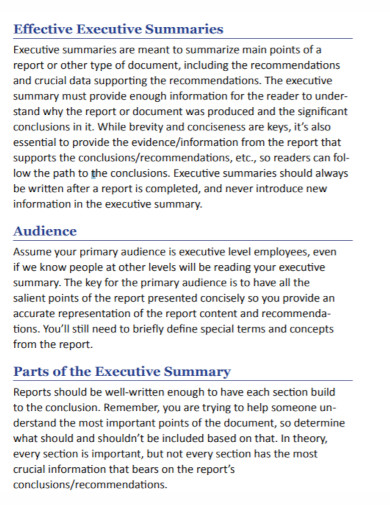 primary executive summary