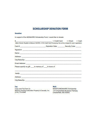 Scholarship Donation Form - 11+ Examples, Format, Sample | Examples