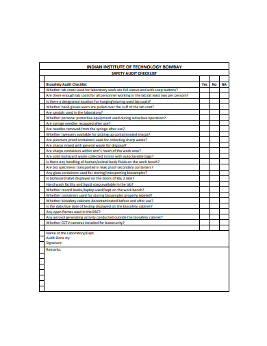 safety audit checklist example