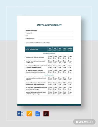 safety audit checklist template