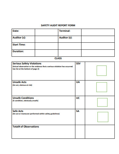 safety audit report form