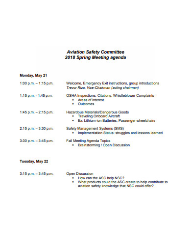 12 Safety Meeting Agenda Examples To Download