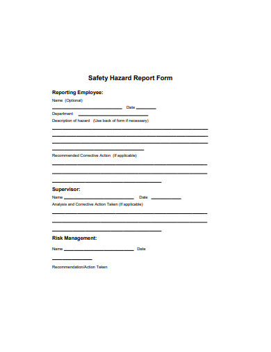 safety hazard report form example