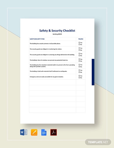safety security checklist template