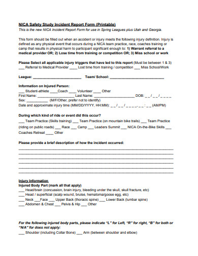 safety study incident report form