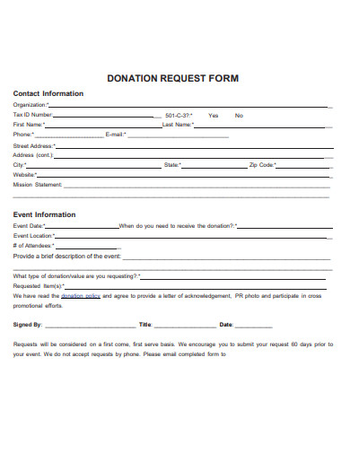 sample donation request form