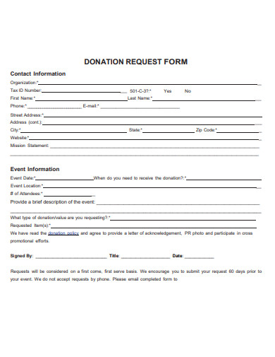 Donation Request Form - 10+ Examples, Format, Pdf | Examples