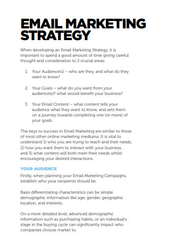 Email Marketing Strategy - 9+ Examples, Format, Pdf | Examples
