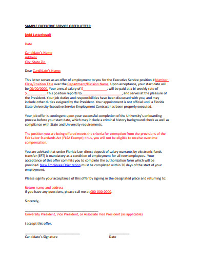 Executive Offer Letter 6 Examples Tips 9106