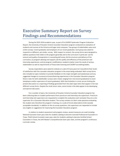 sample executive summary report format